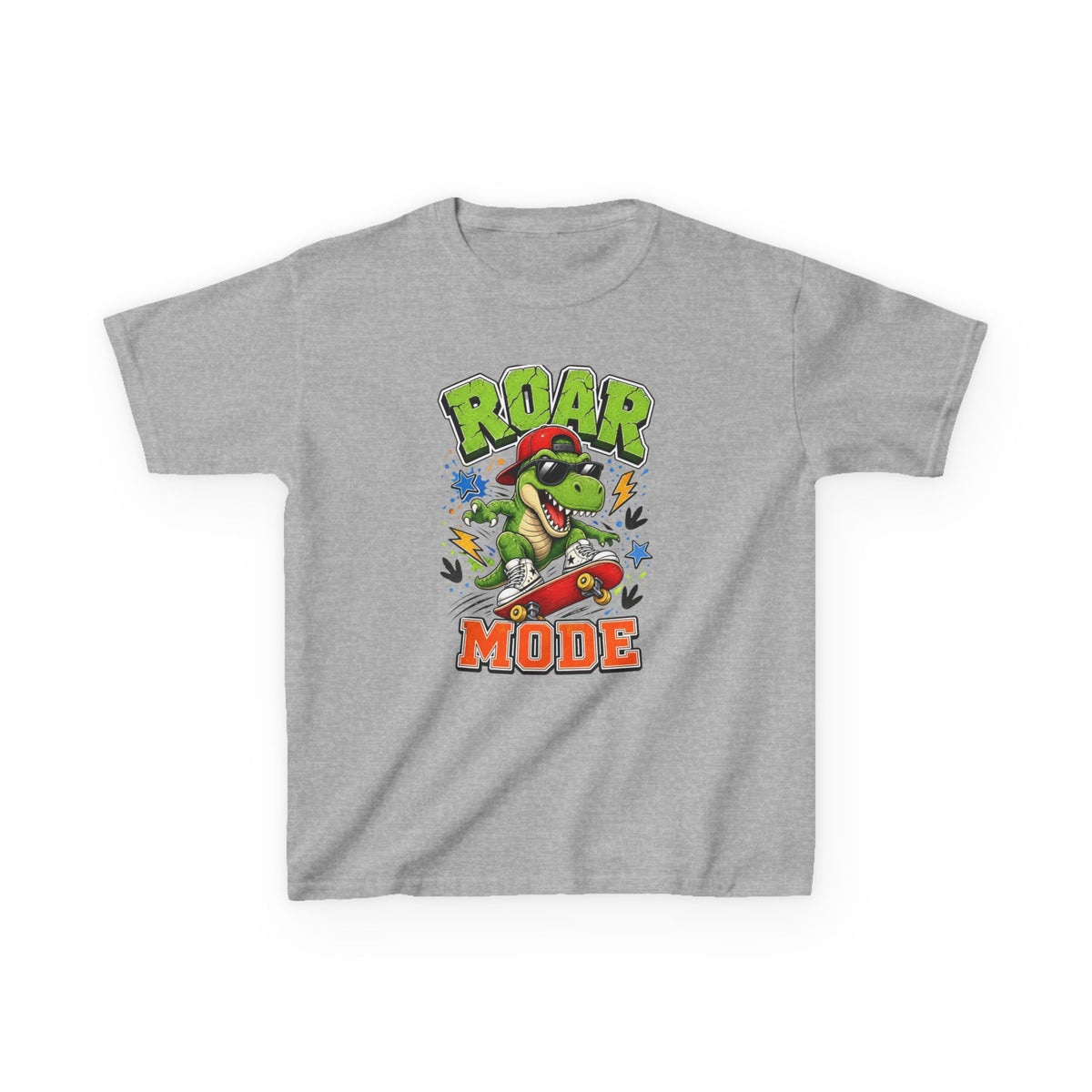 Kids Tee — "Roar Mode" Skateboarding Dino Graphic Shirt