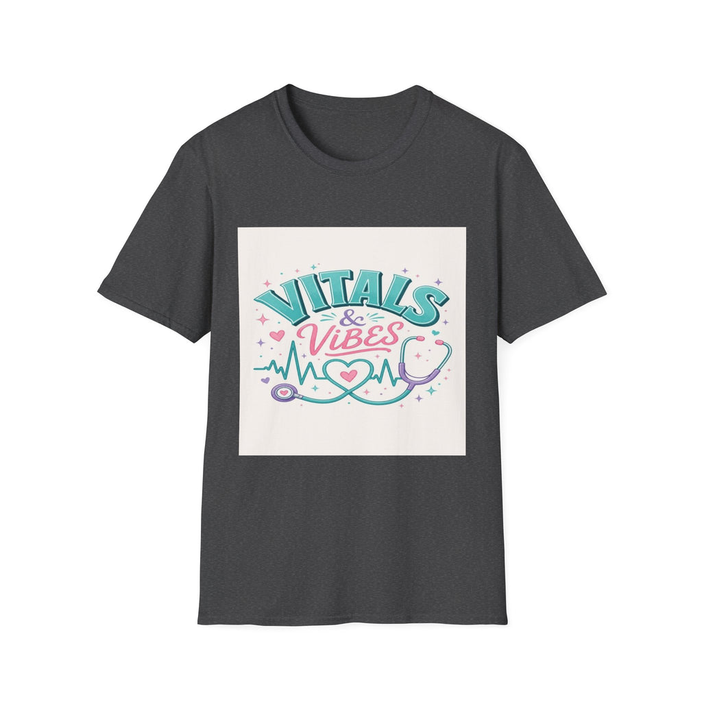 Trendy T-Shirt Design Featuring Vitals And Vibes Phrase- Graphic Tees