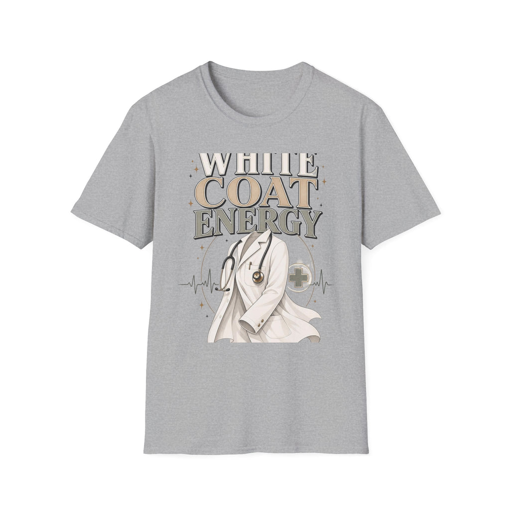 Elegant T Shirt Design Featuring White Coat Energy Typography