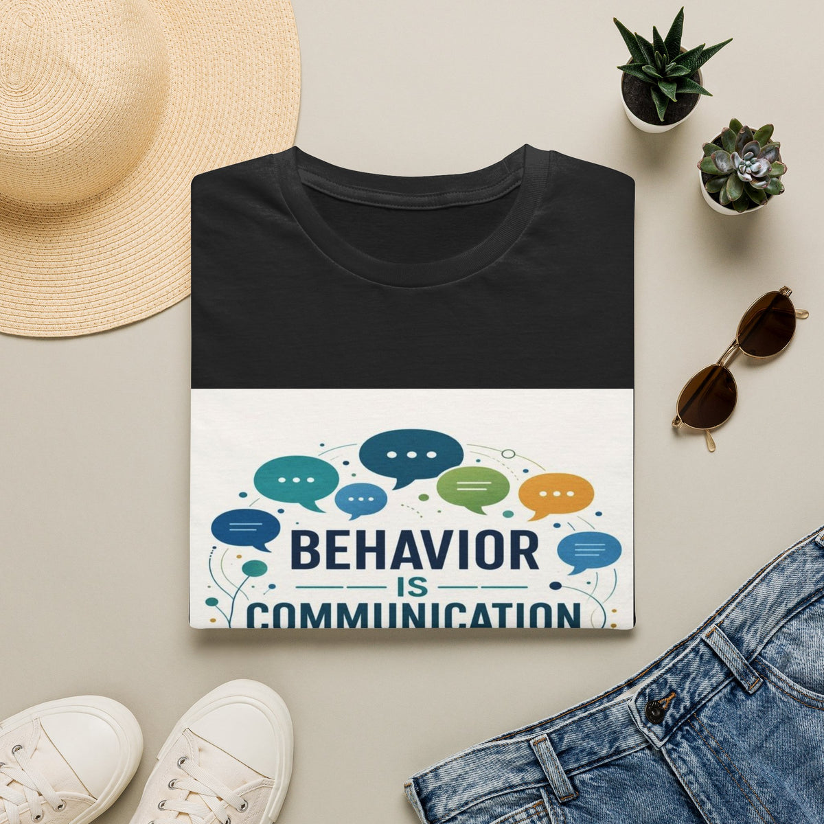 T-shirt Design Featuring Bold Phrase Surrounded By Colorful Speech Bubbles- Graphic Tees