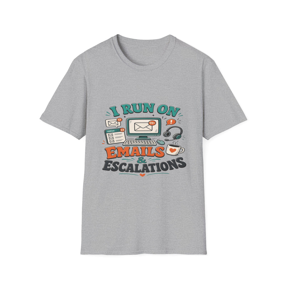 Bold T-Shirt Design With Playful Email And Coffee Illustrations- Graphic Tees