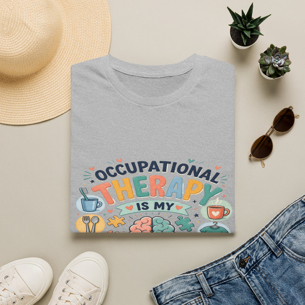 Playful T-shirt Design Celebrating Occupational Therapy Vibrantly Illustrated- Graphic Tees
