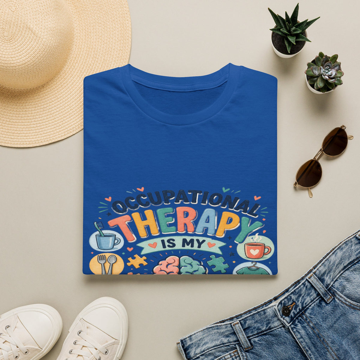 Playful T-shirt Design Celebrating Occupational Therapy Vibrantly Illustrated- Graphic Tees