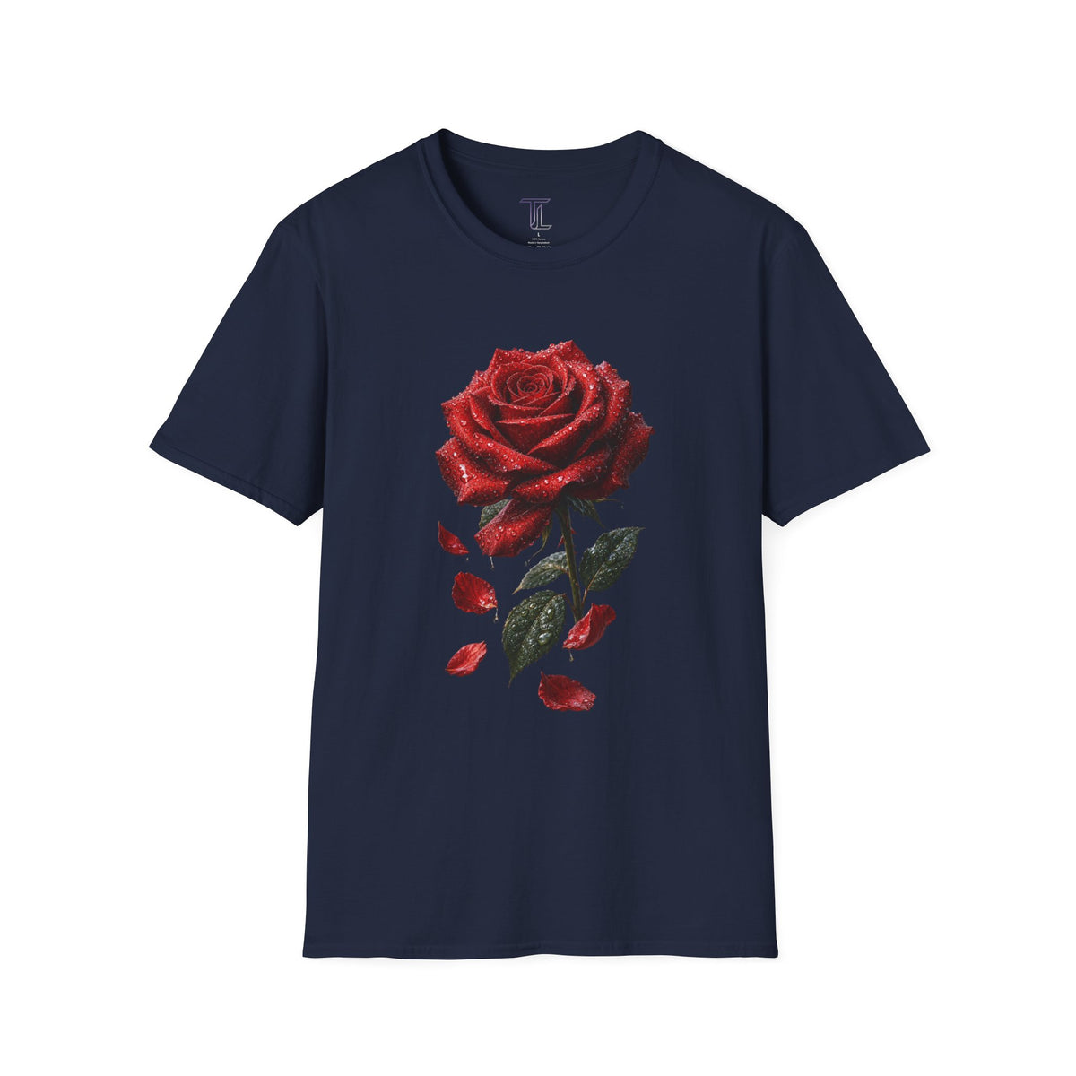 Red Rose Graphic T-Shirt — Falling Petals Floral Tee