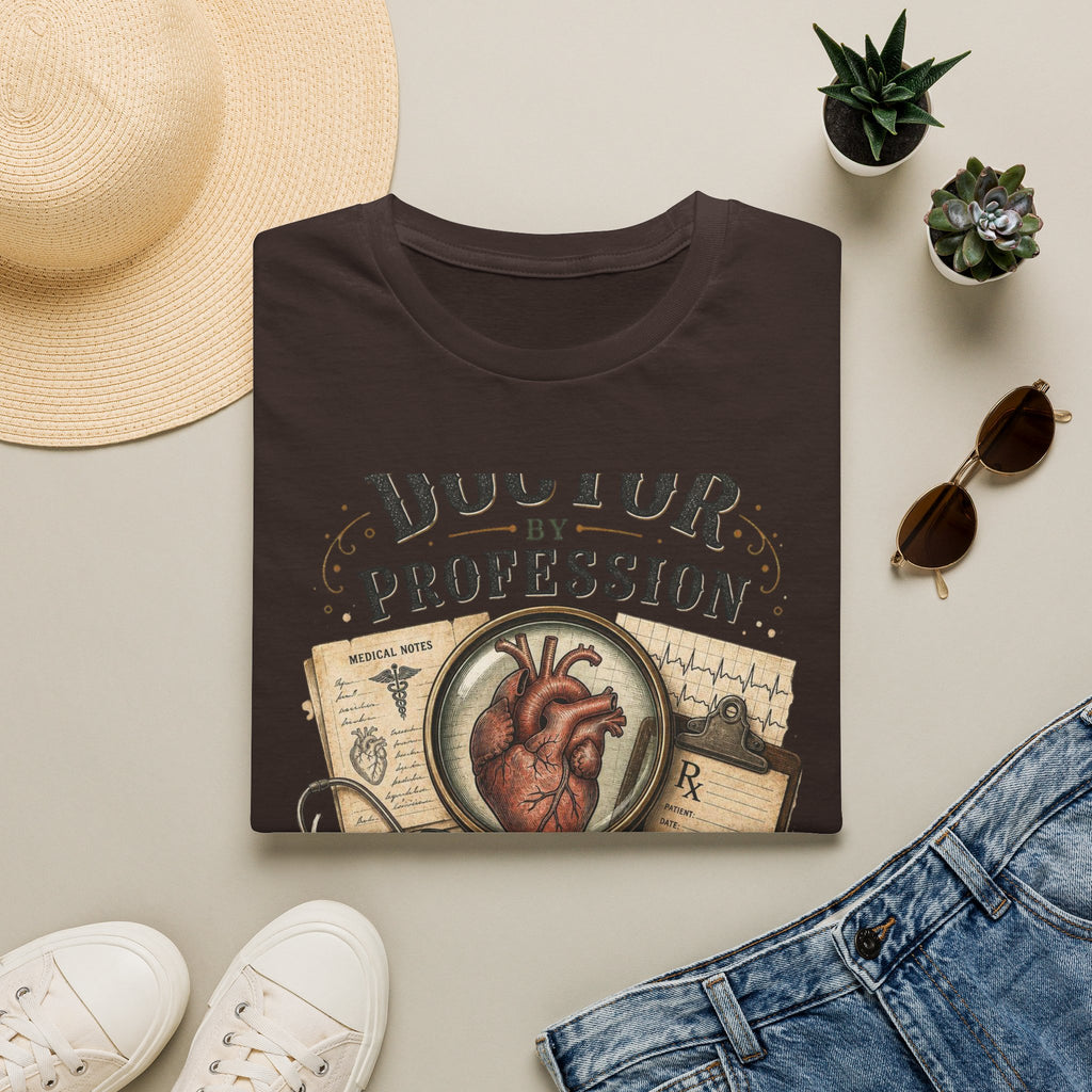 Vintage Detective Inspired T Shirt Featuring Anatomical Heart And Magnifying Glass