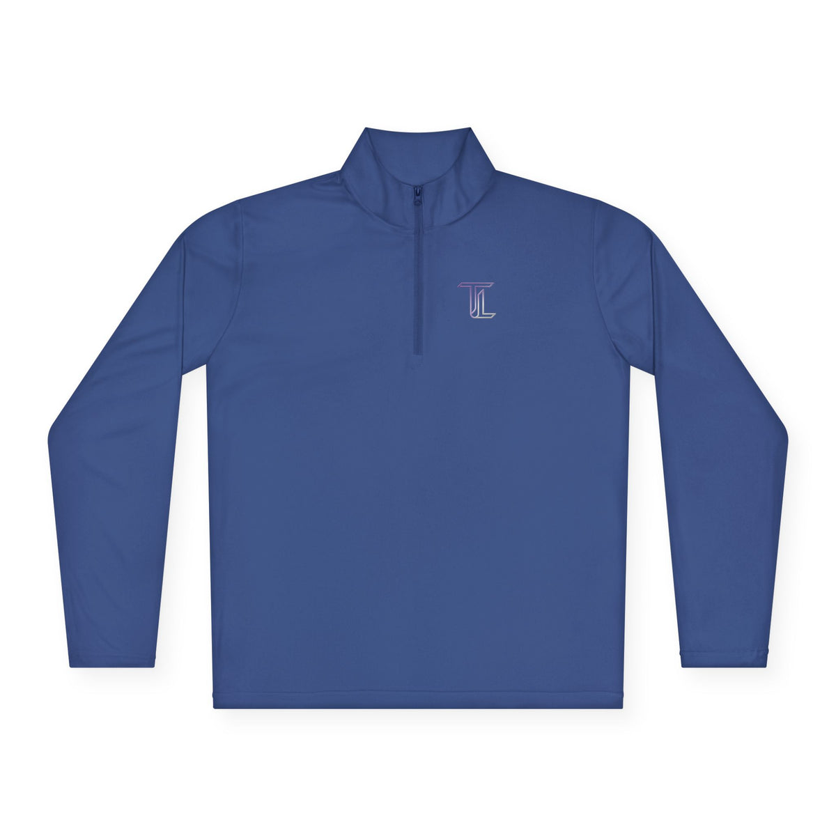 Quarter-Zip Pullover — Minimal Monogram 'T' Embroidered Pullover