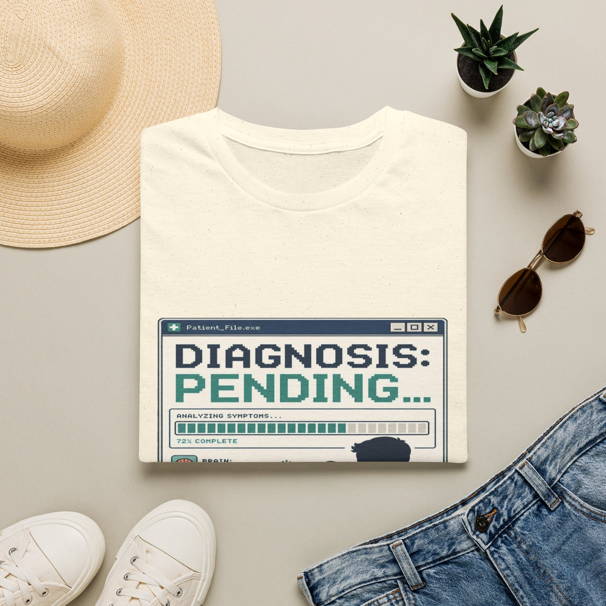 Humorous T-Shirt Design Featuring Doctor's Chart Diagnosis Pending- Graphic Tees