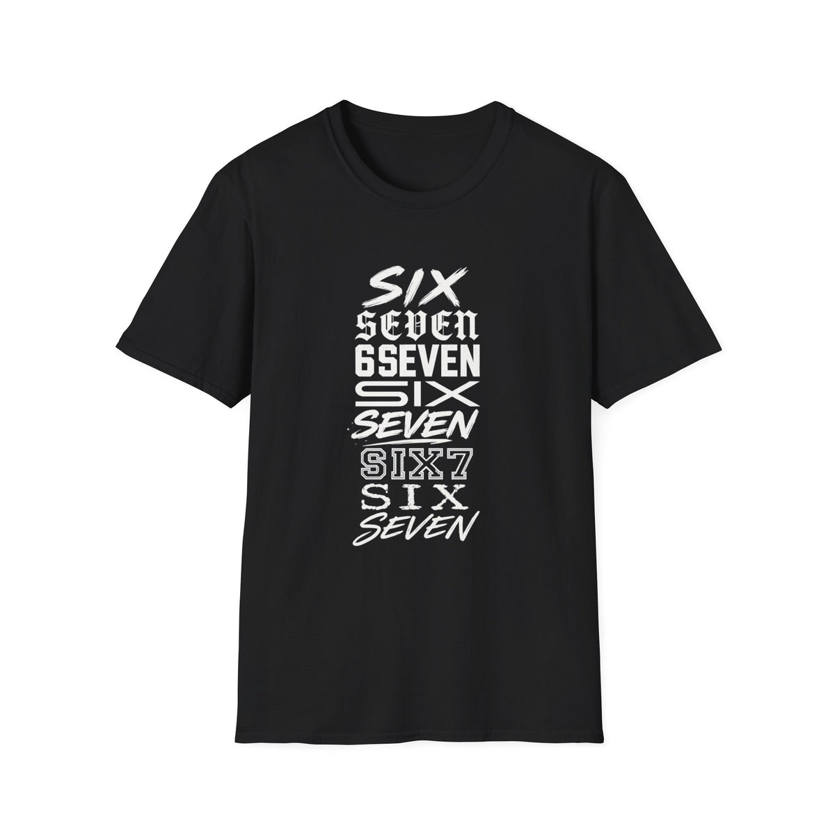 Six Seven Graphic T-Shirt — Stacked Typography Retro Streetwear