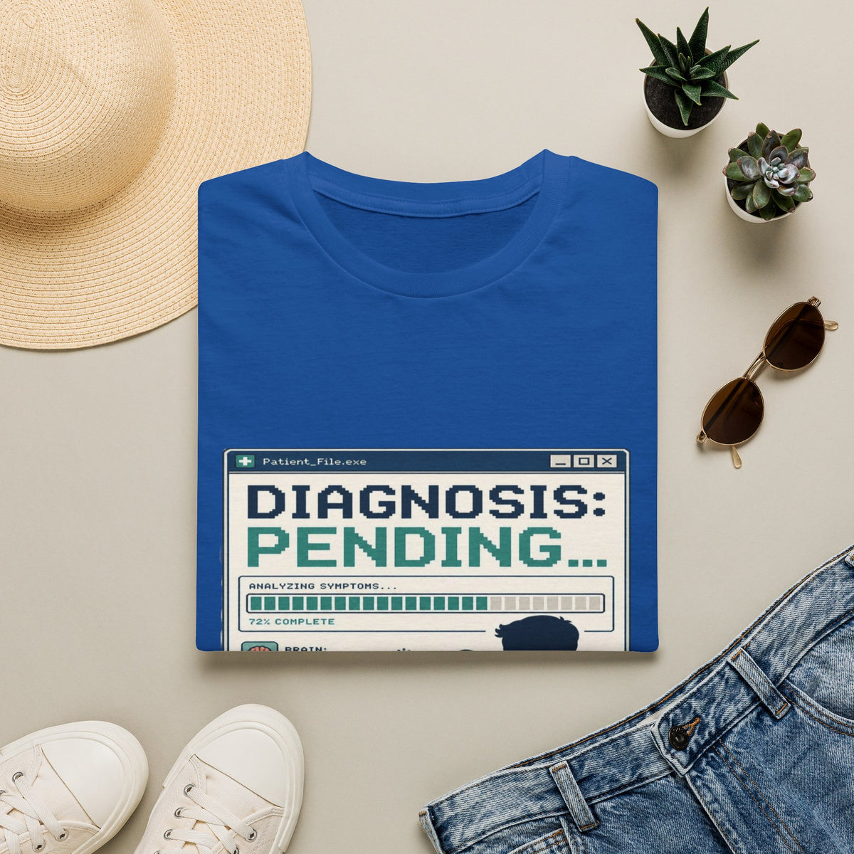 Humorous T-Shirt Design Featuring Doctor's Chart Diagnosis Pending- Graphic Tees
