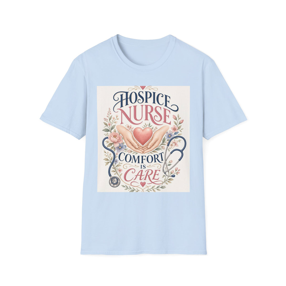 Elegant T Shirt Design Celebrating Hospice Nurses With Compassionate Imagery