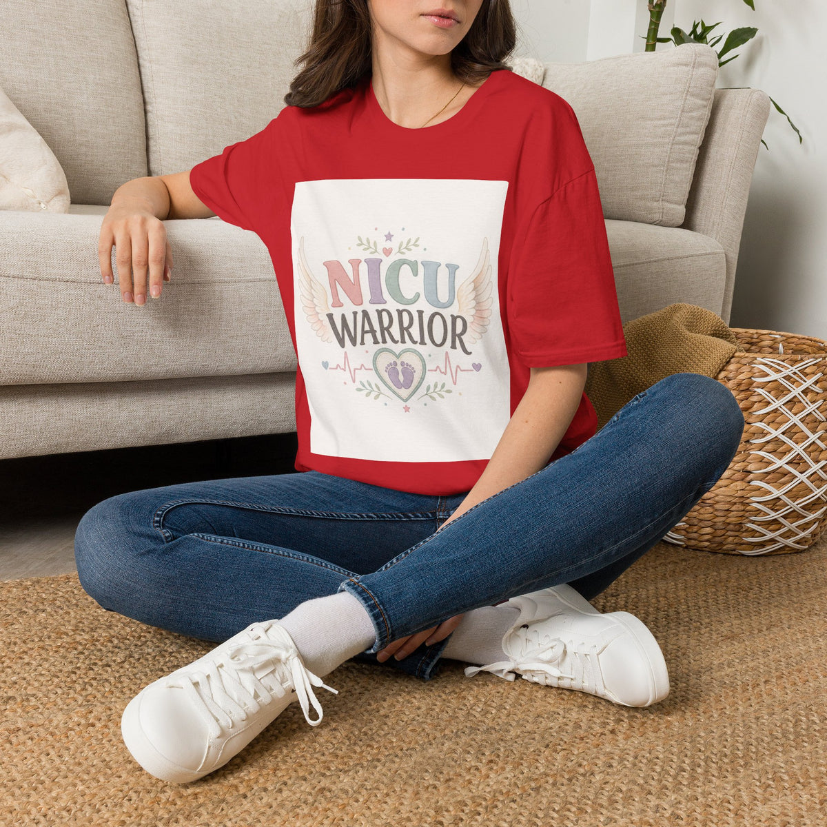 NICU Warrior Design With Baby Footprint And Angel Wings