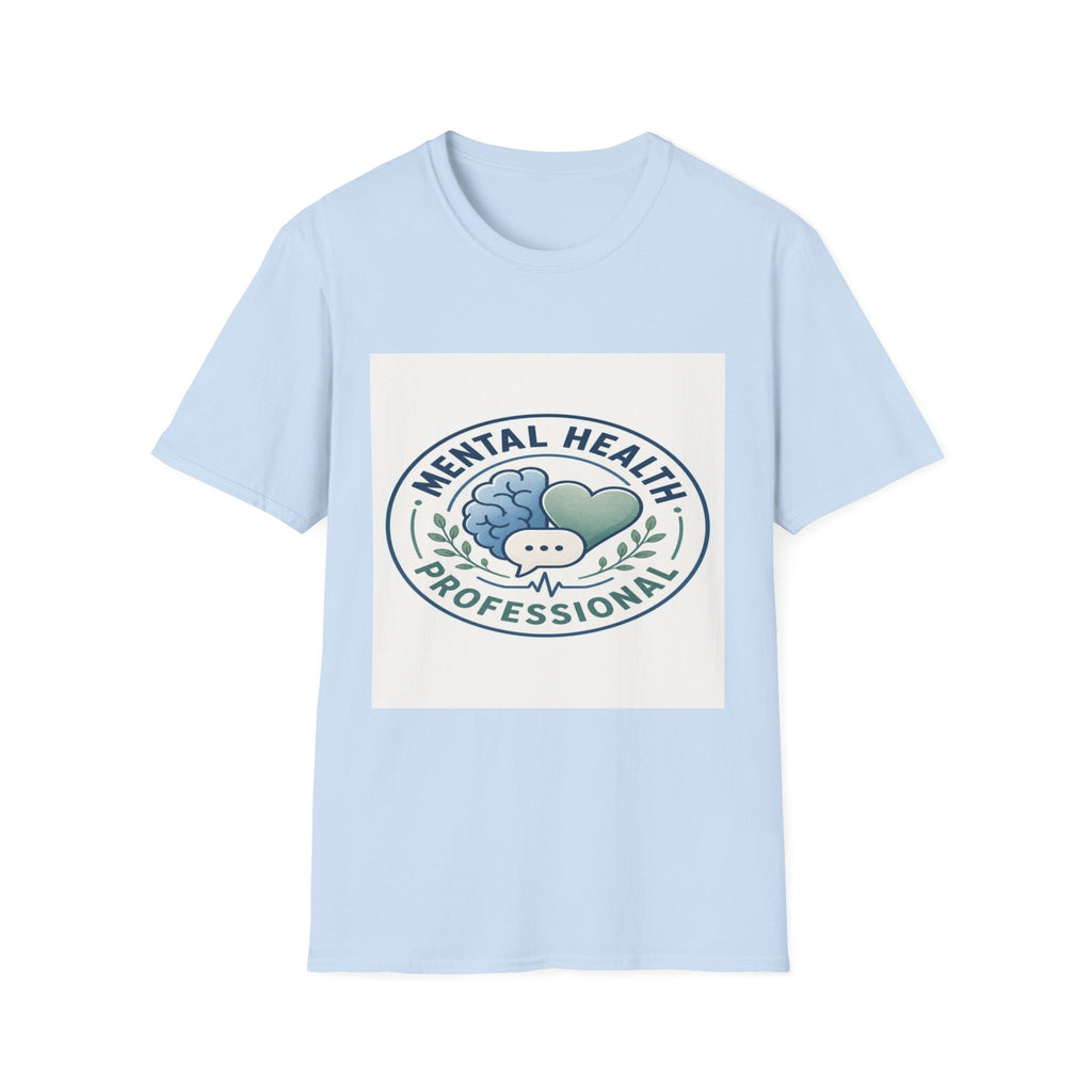 Badge-Style Graphic Featuring Mental Health Professional Title With Iconography- Graphic Tees
