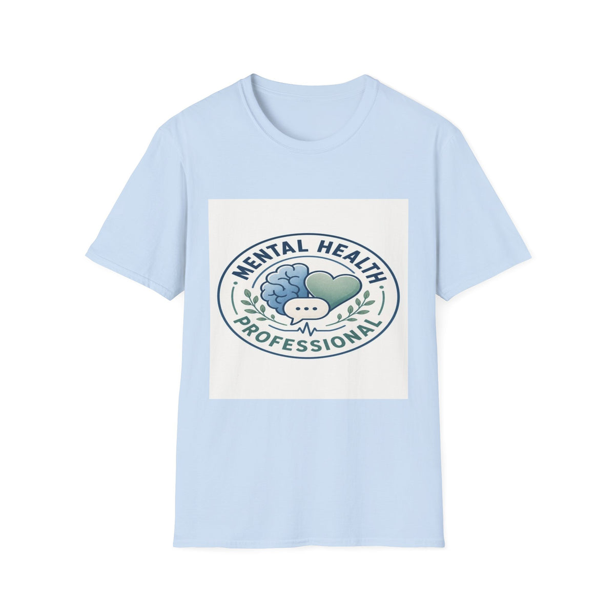 Badge-Style Graphic Featuring Mental Health Professional Title With Iconography- Graphic Tees