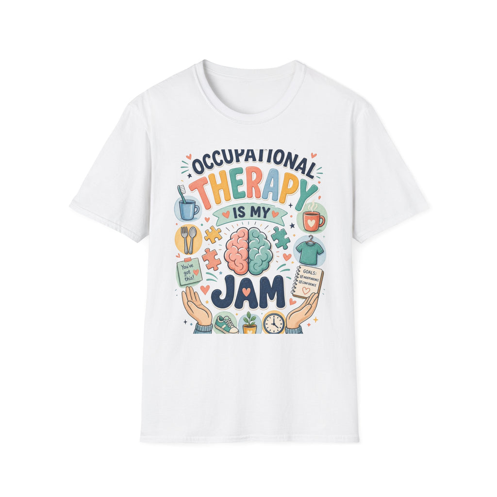 Playful T Shirt Design Celebrating Occupational Therapy Vibrantly Illustrated