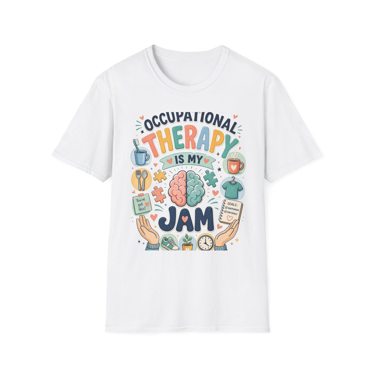 Playful T Shirt Design Celebrating Occupational Therapy Vibrantly Illustrated