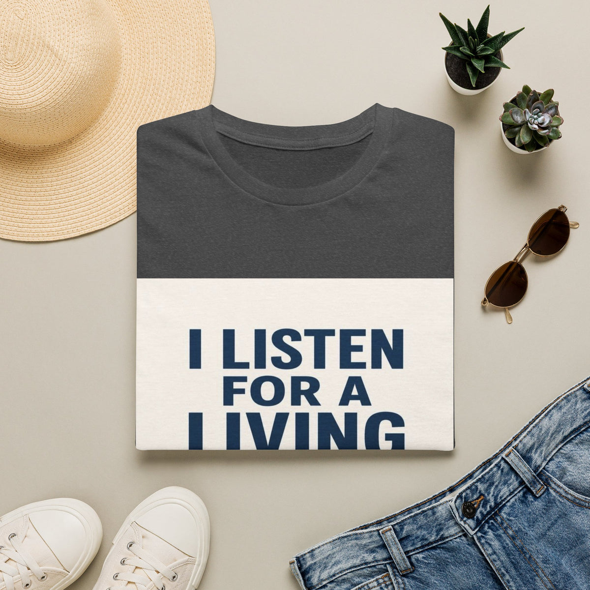Bold Text And Minimalist Ear Illustration In Modern Design- Graphic Tees