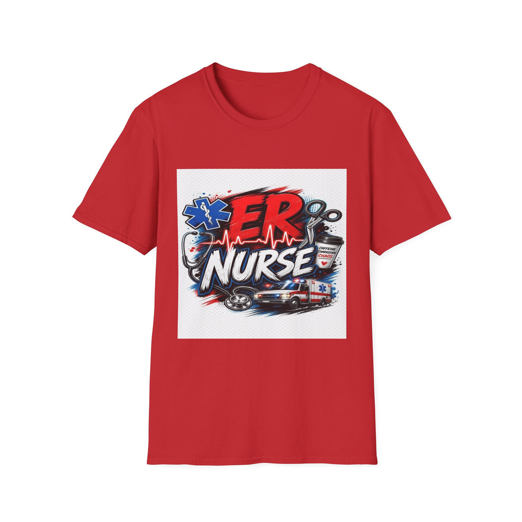Bold Streetwear T-Shirt Design Featuring ER Nurse Typography- Graphic Tees