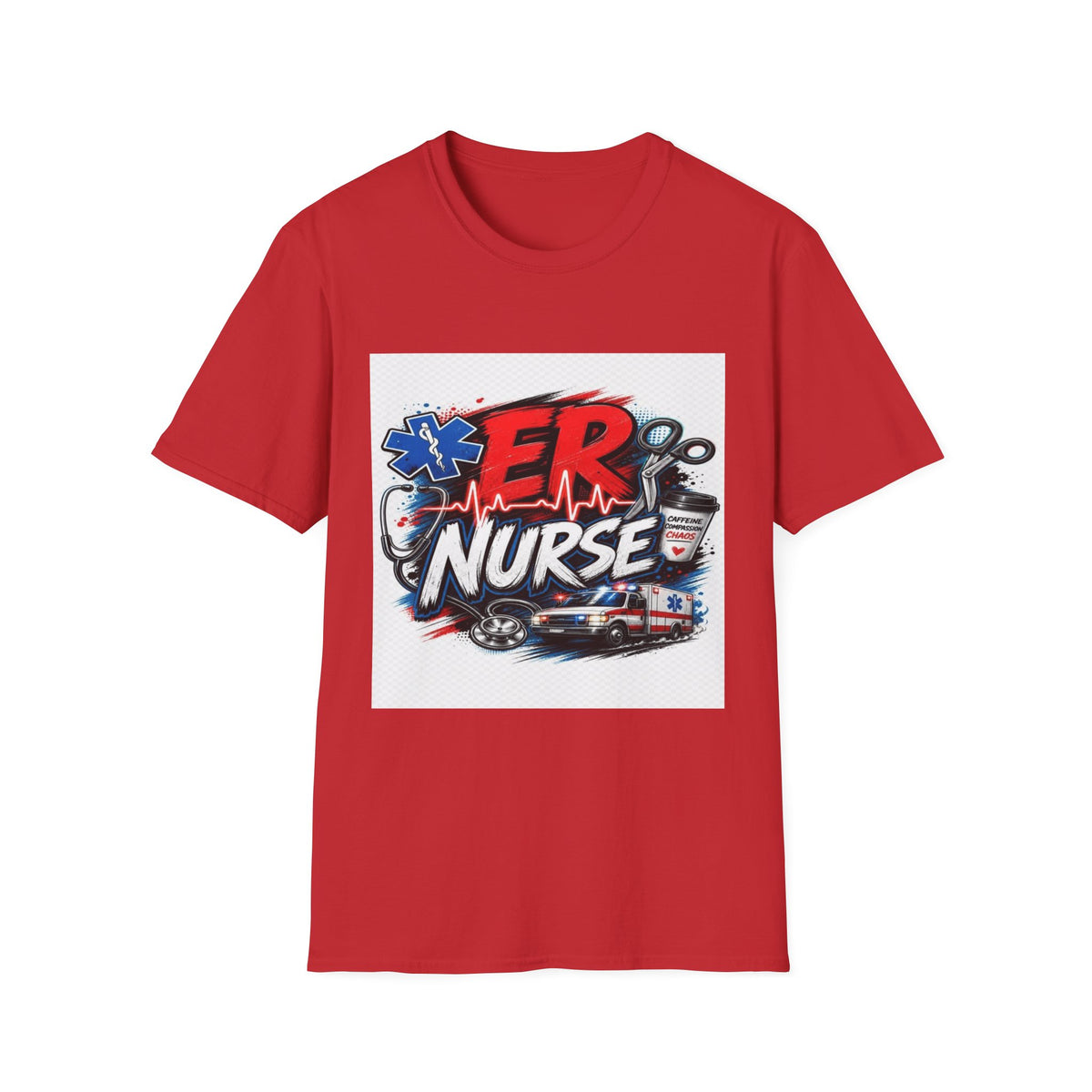 Bold Streetwear T-Shirt Design Featuring ER Nurse Typography- Graphic Tees