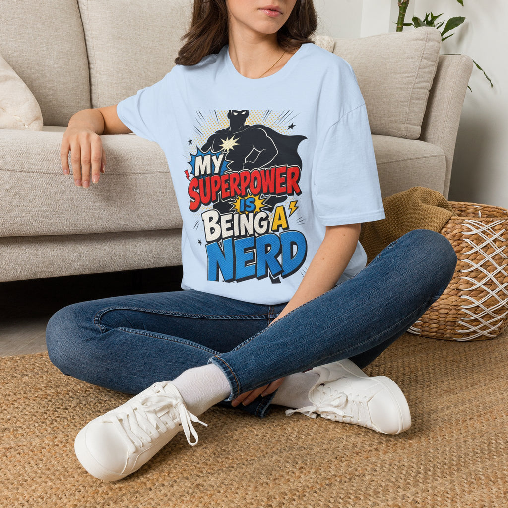 Comic Book Typography Celebrating Nerd Culture With Superhero Silhouette