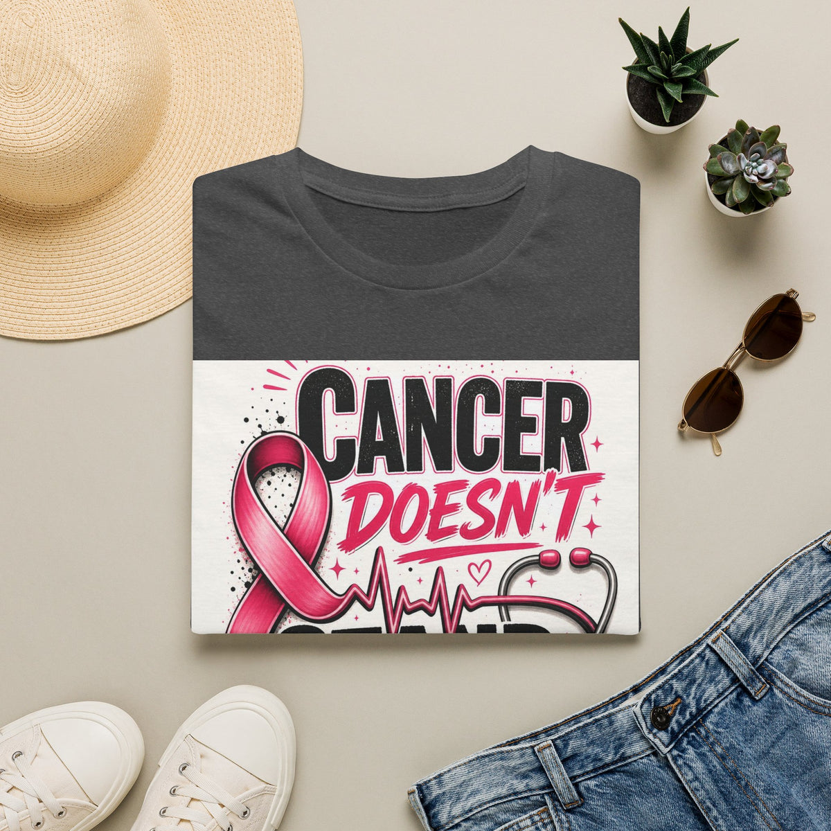 Bold Oncology Nurse Design Featuring Empowering Phrase With Awareness Ribbon