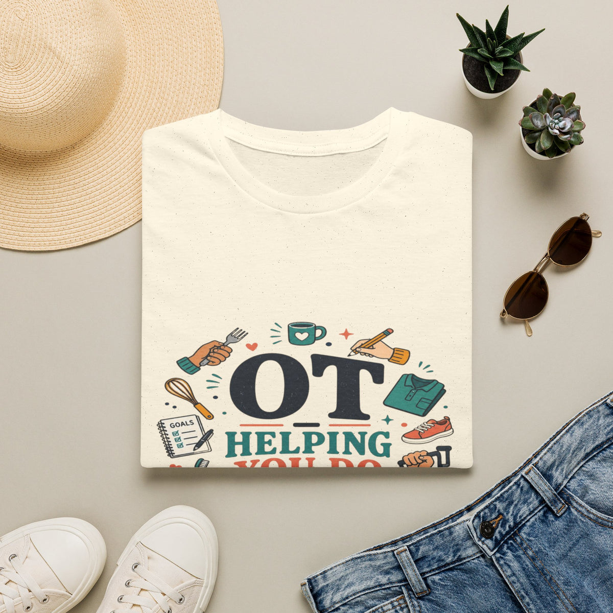 Playful Typography Framed By Colorful Illustrations And Hands- Graphic Tees