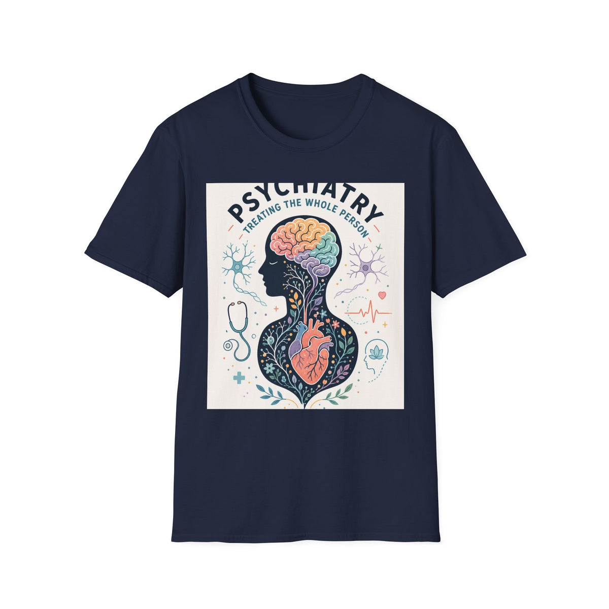 Colorful Brain And Heart In Human Silhouette With Text