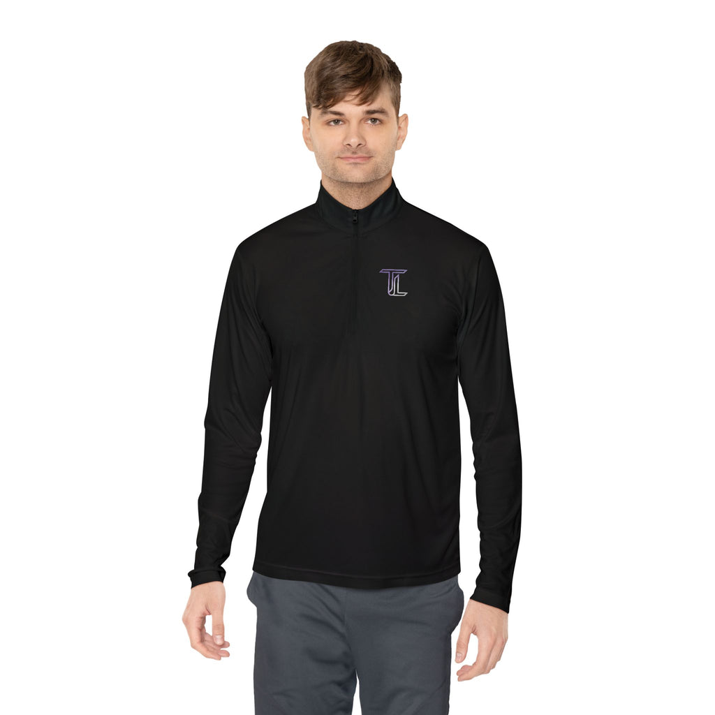 Quarter-Zip Pullover — Minimal Monogram 'T' Embroidered Pullover