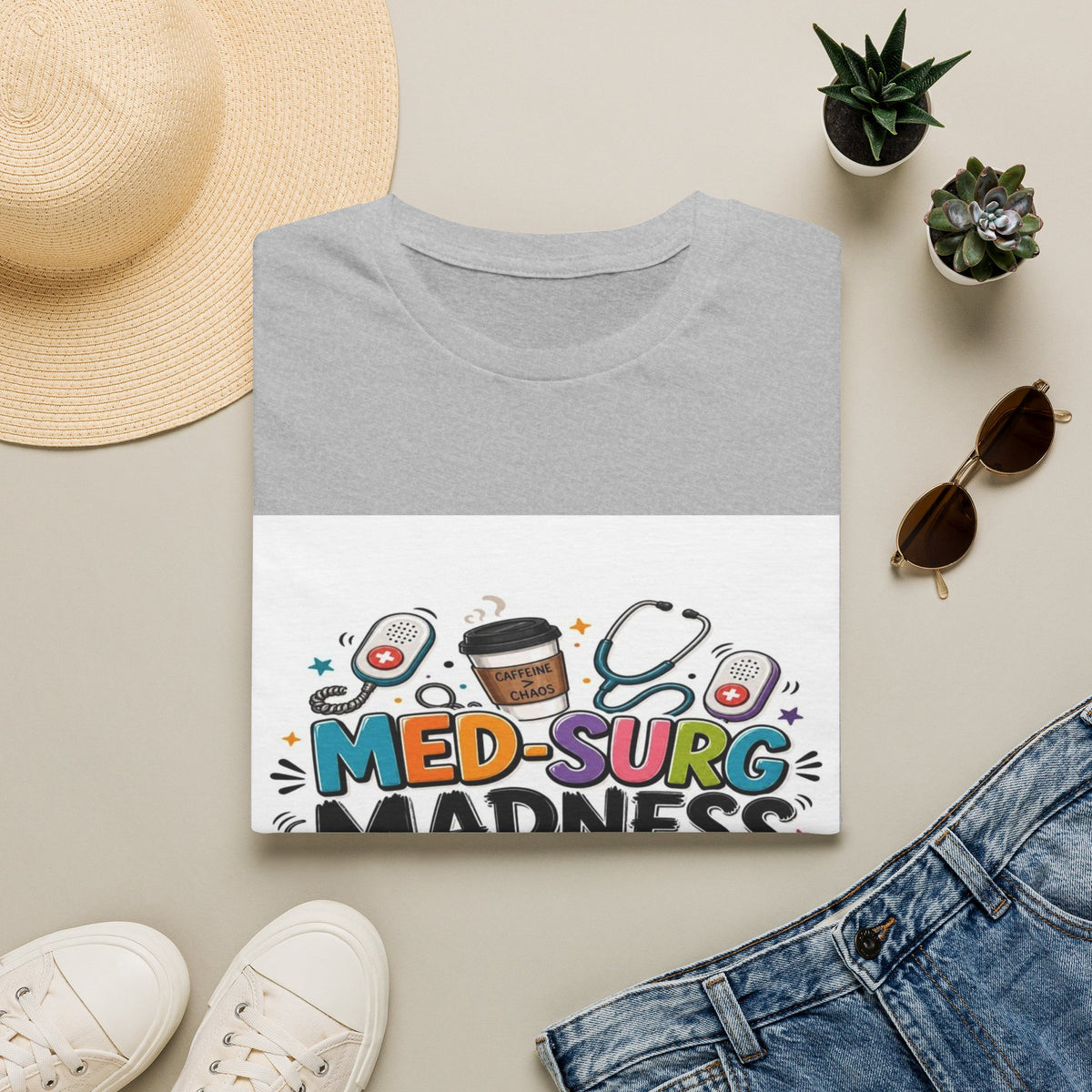 Vibrant T-Shirt Design Featuring MED-SURG MADNESS Phrase- Graphic Tees