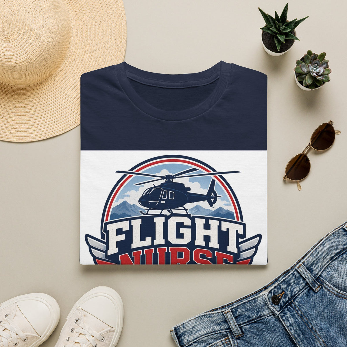 Aviation Inspired T Shirt Design Featuring Flight Nurse Graphic