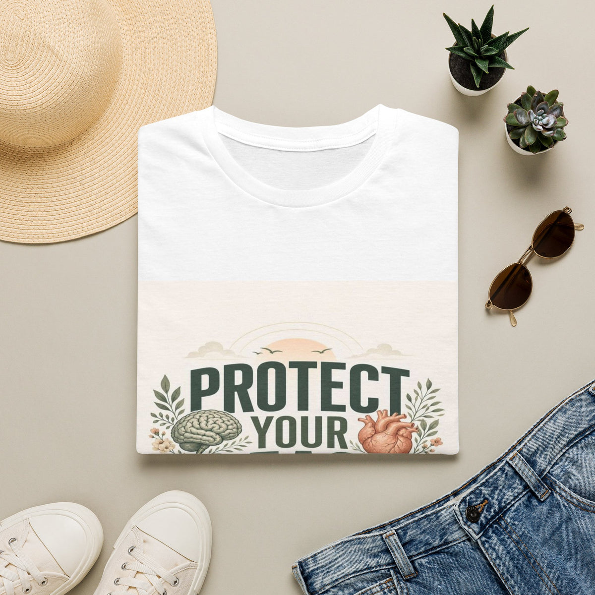 Large Typography Graphic Promoting Peace With Botanical Elements- Graphic Tees