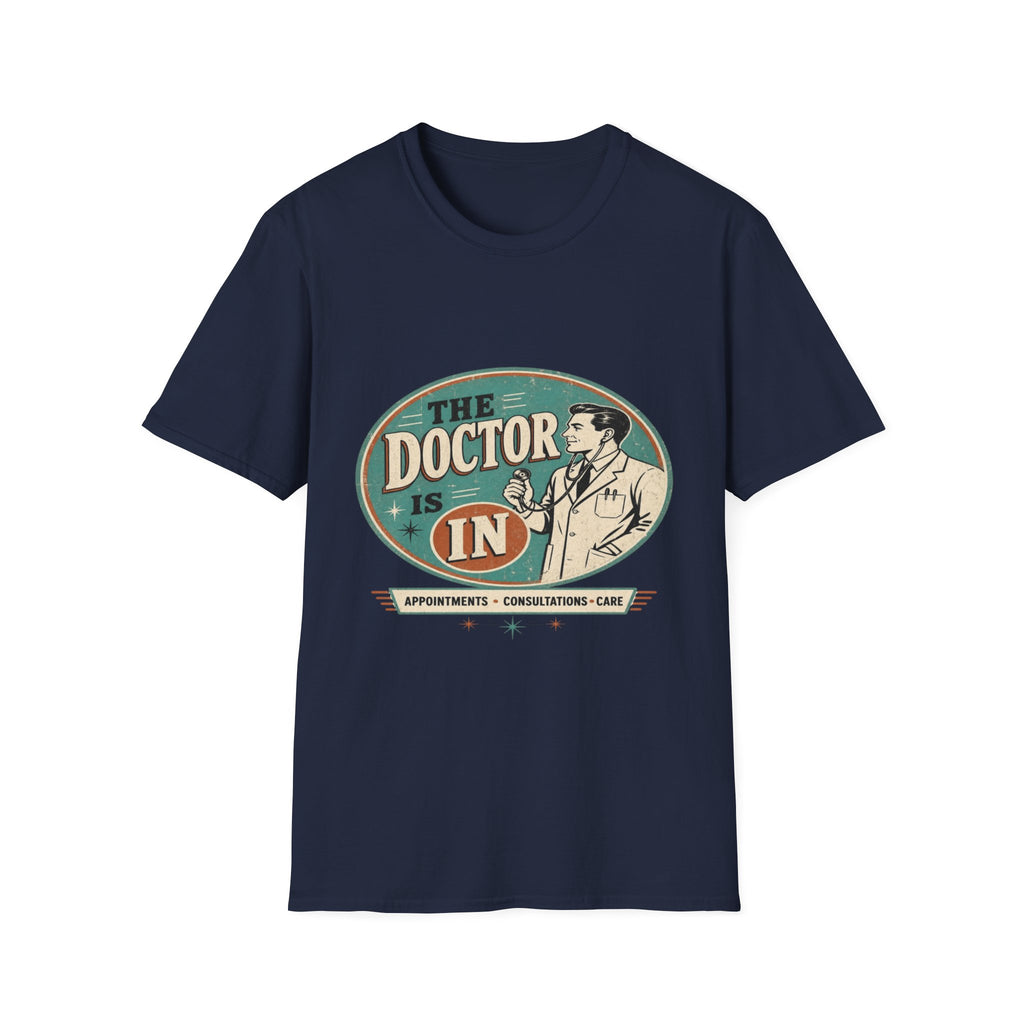 Vintage 1950s Doctor Office Graphic With Classic Badge- Graphic Tees