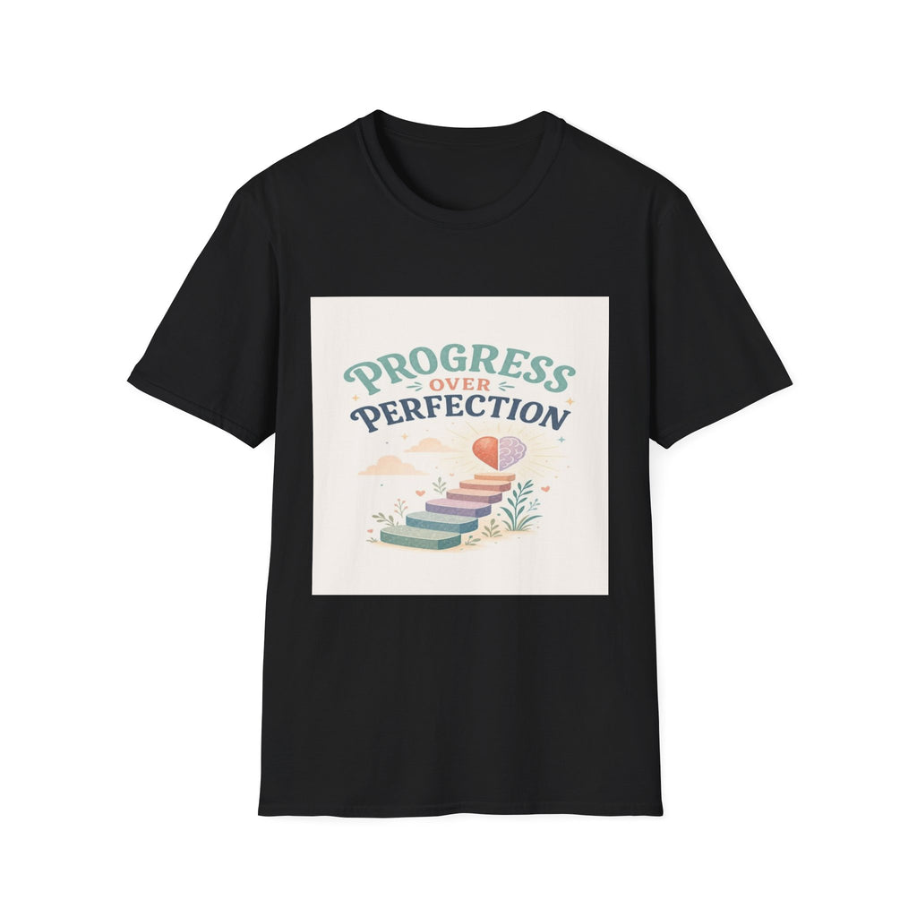 Bold T-Shirt Design Featuring Progress Over Perfection Phrase- Graphic Tees