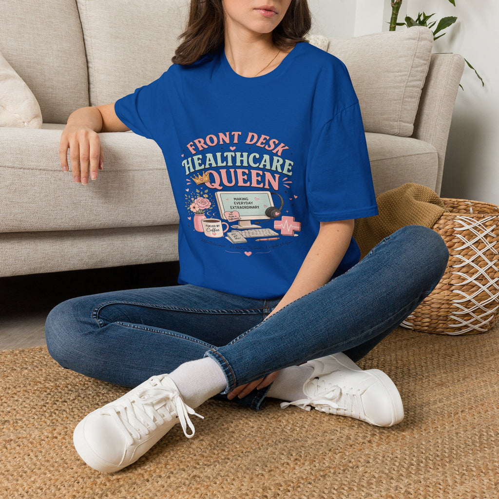 Playful Feminine Design For Front Desk Healthcare Queen- Graphic Tees