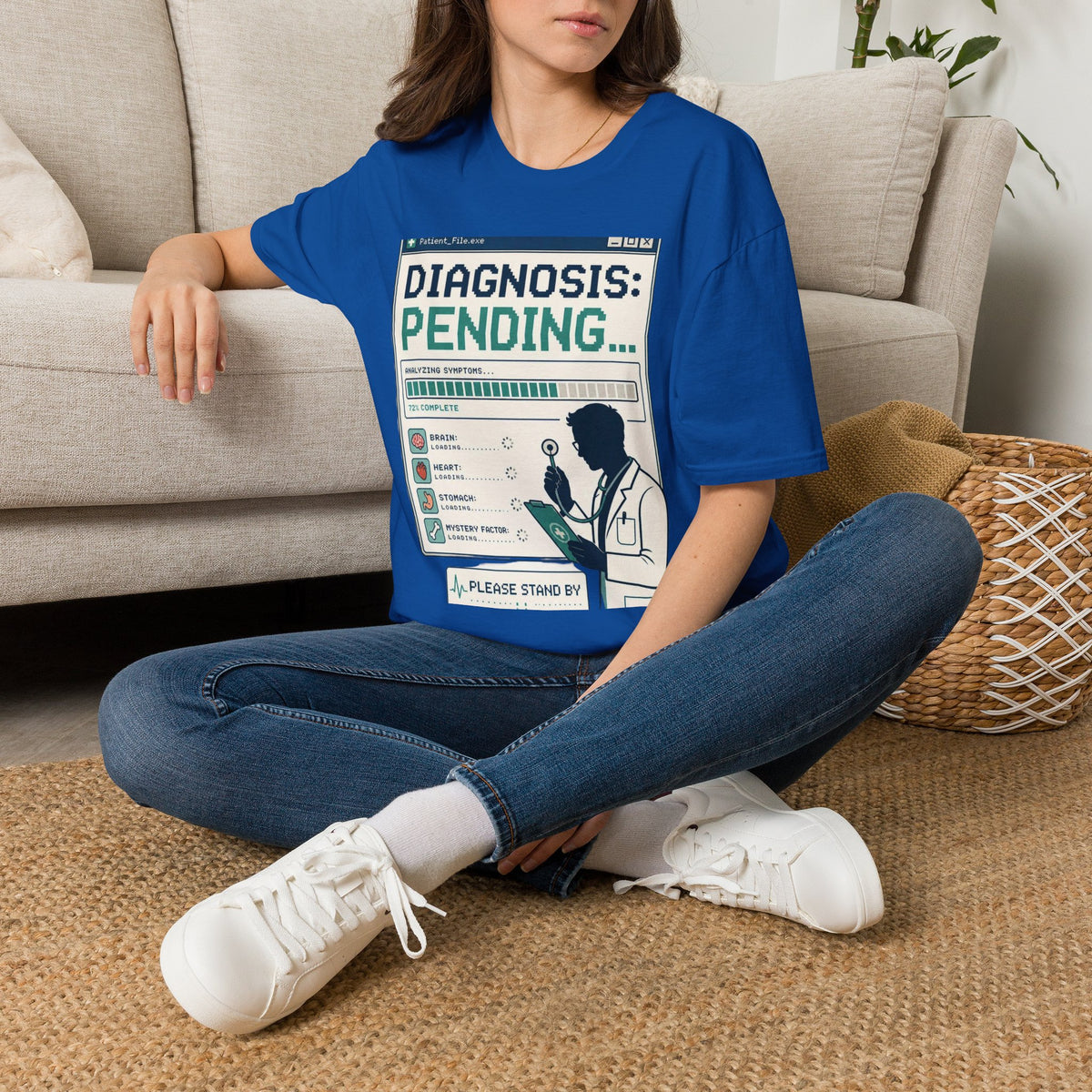 Humorous T Shirt Design Featuring Doctor's Chart Diagnosis Pending