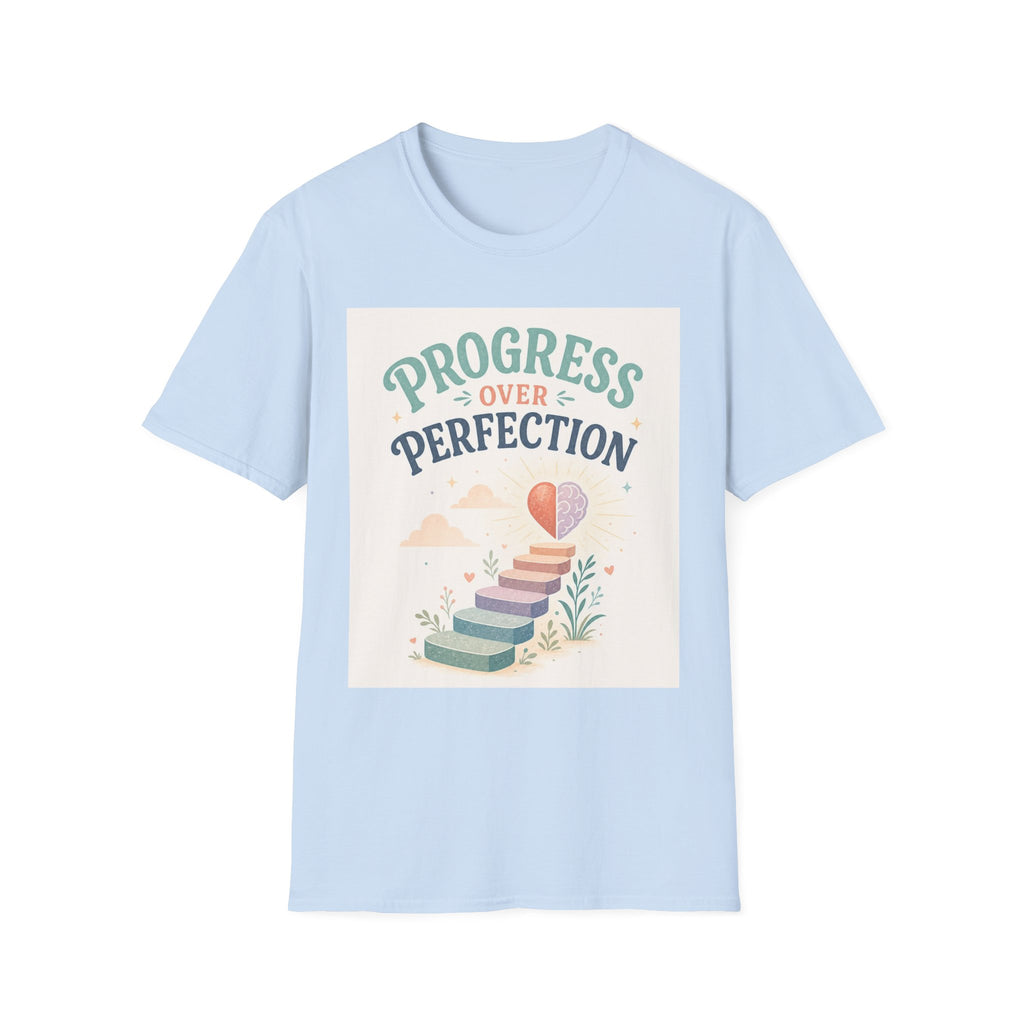 Bold T Shirt Design Featuring Progress Over Perfection Phrase