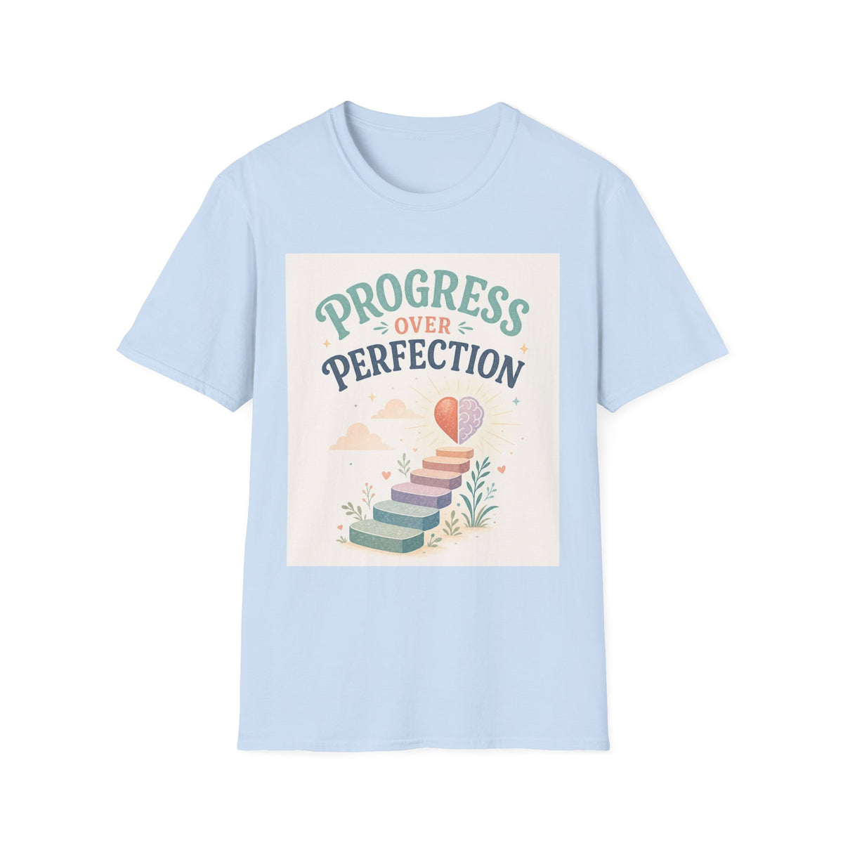 Bold T Shirt Design Featuring Progress Over Perfection Phrase