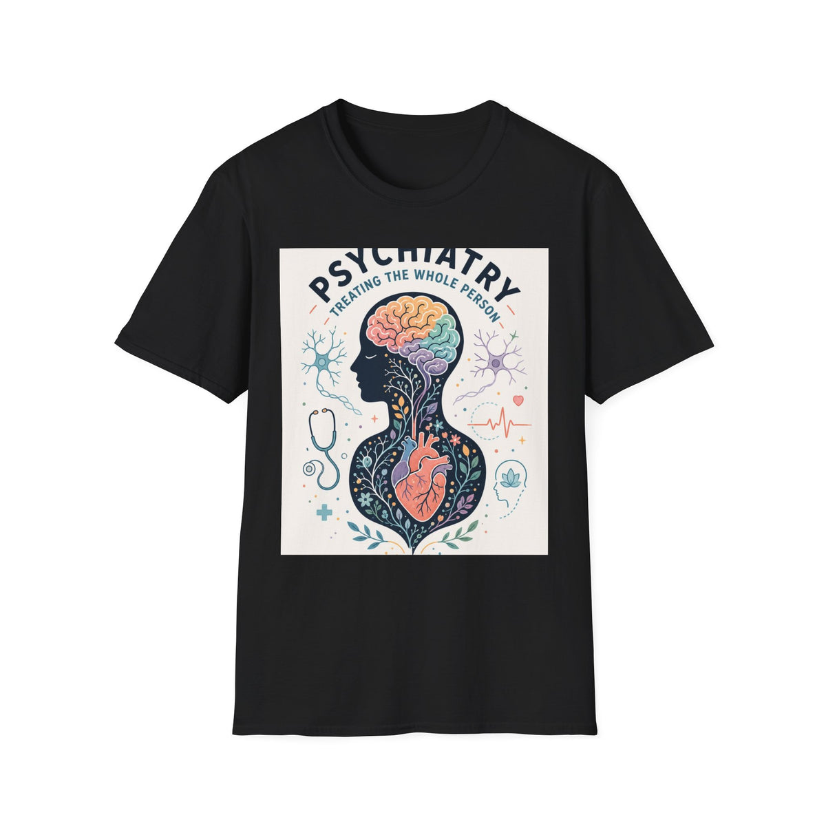 Colorful Brain And Heart In Human Silhouette With Text