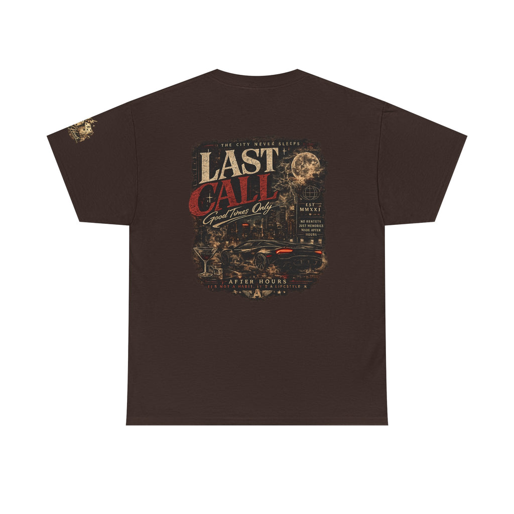 Last Call Graphic Tee — Vintage Bar Nightlife T‑Shirt