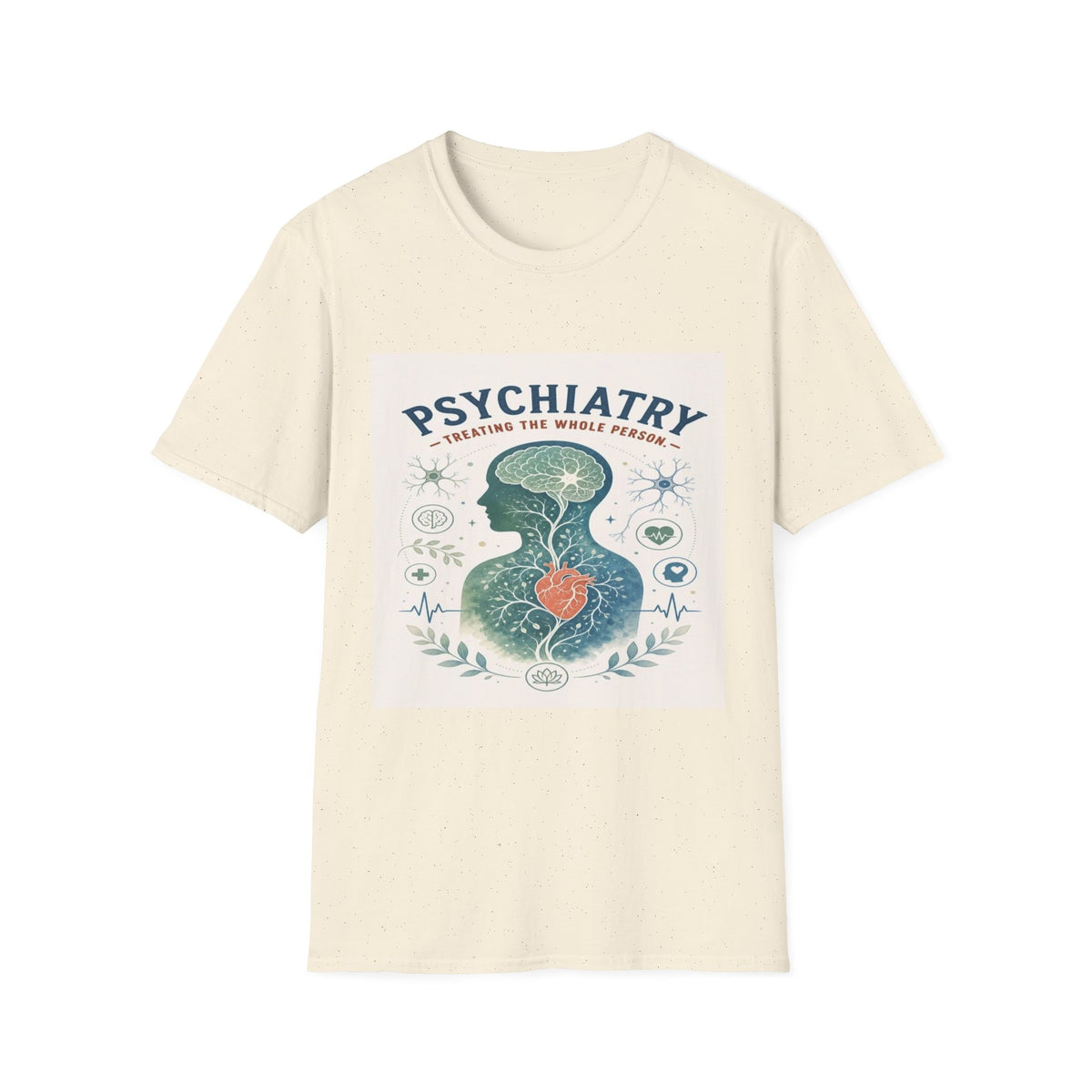 Human Silhouette With Brain And Heart Surrounded By Medical Imagery- Graphic Tees
