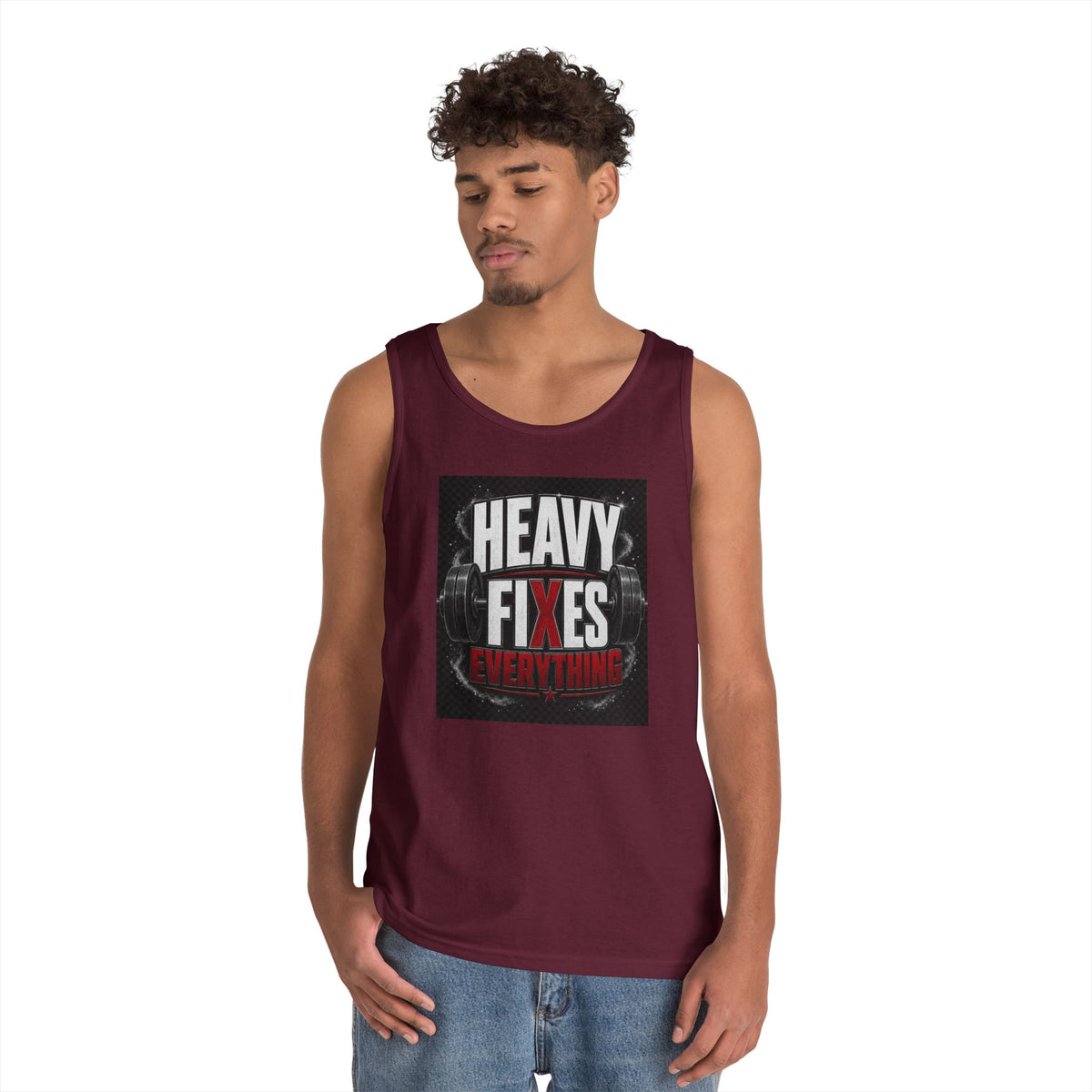 Tank Top — "Heavy Fixes Everything" Gym Workout Tank