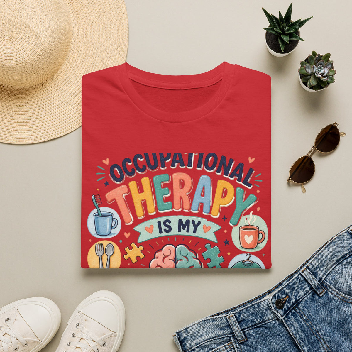 Playful T Shirt Design Celebrating Occupational Therapy Vibrantly Illustrated