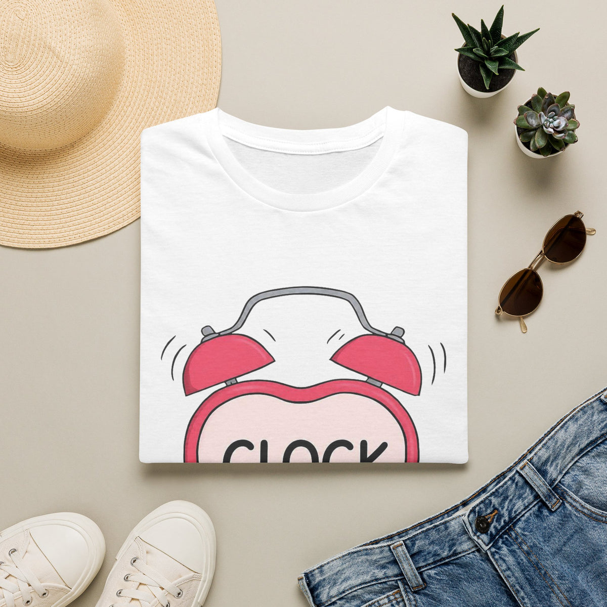 Clock It Alarm-Heart Graphic T-Shirt