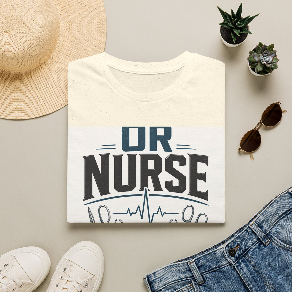 Bold T Shirt Design Featuring Nurse Motto With Instruments