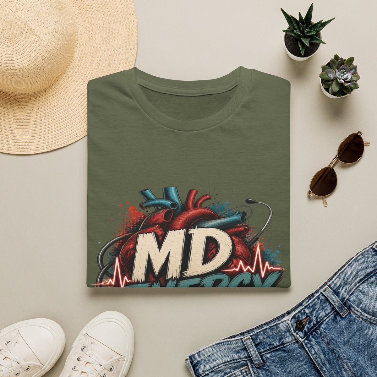 Bold MD Energy Graphic With Anatomical Heart Design- Graphic Tees