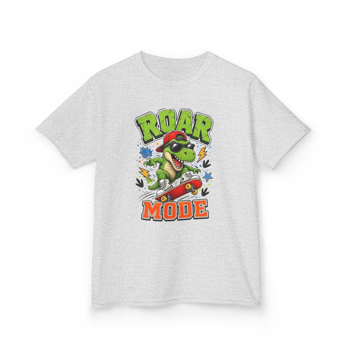 Kids Tee — "Roar Mode" Skateboarding Dino Graphic Shirt