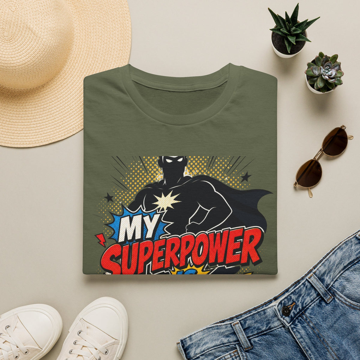 Comic Book Typography Celebrating Nerd Culture With Superhero Silhouette