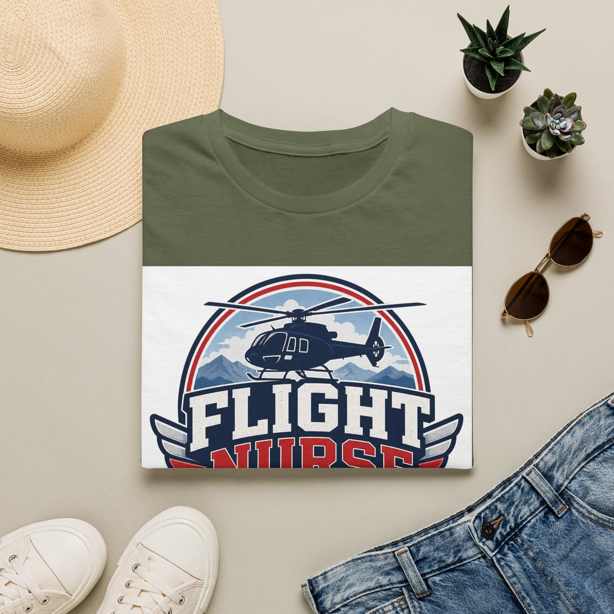 Aviation Inspired T Shirt Design Featuring Flight Nurse Graphic
