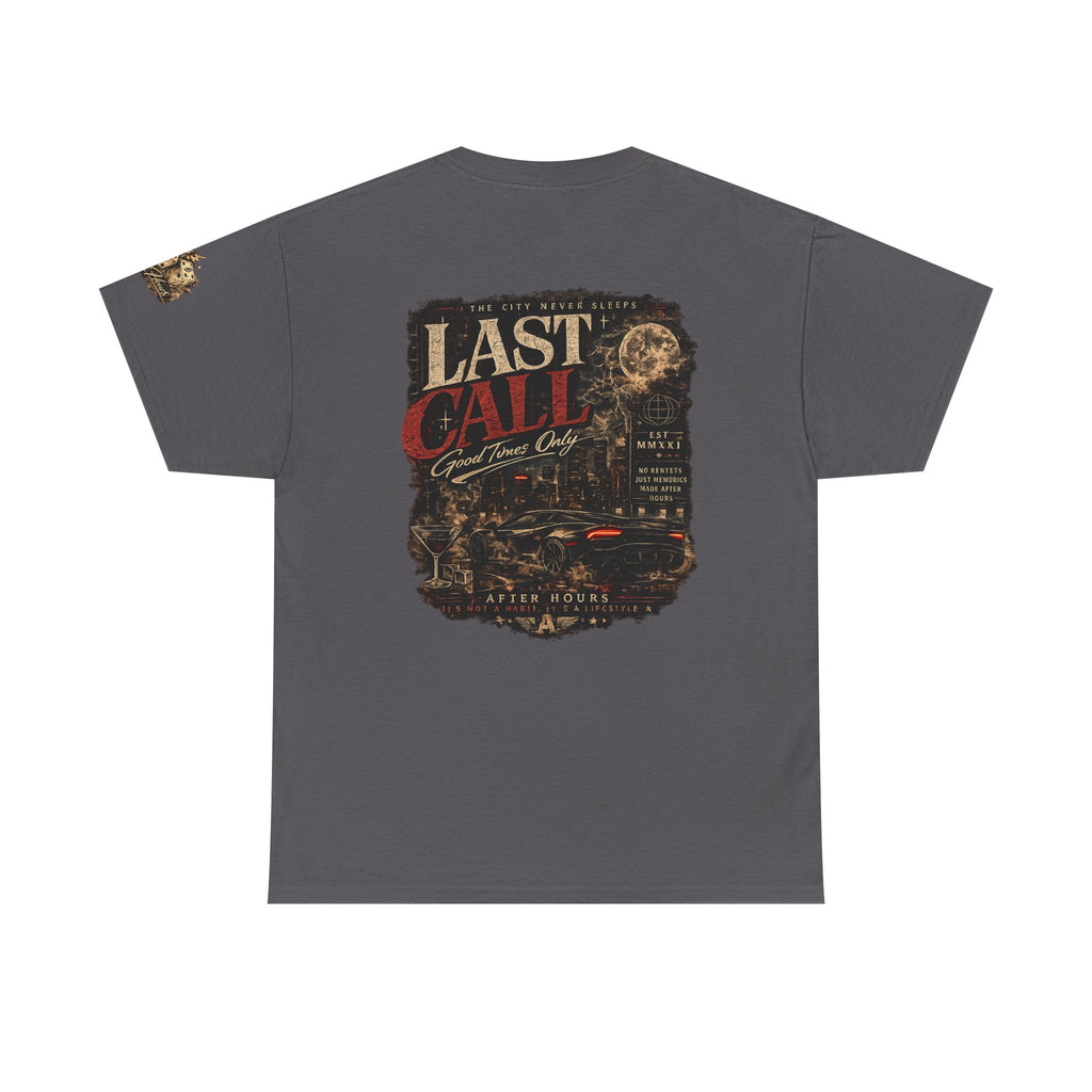 Last Call Graphic Tee — Vintage Bar Nightlife T‑Shirt