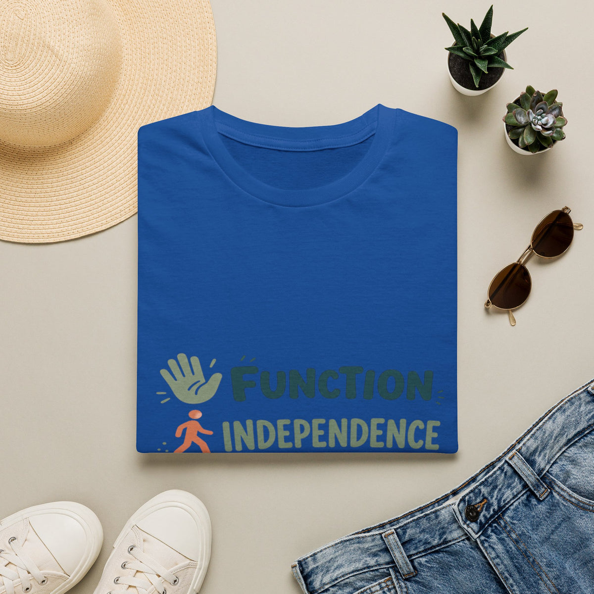 Playful Typography Featuring Function Independence Life With Icons- Graphic Tees