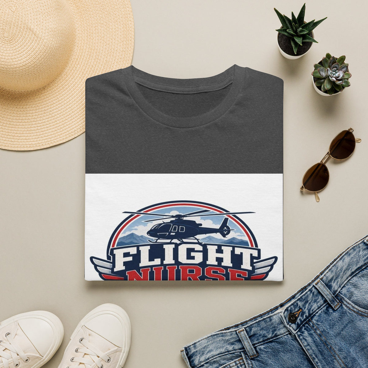 Aviation-Inspired T-Shirt Design Featuring Flight Nurse Graphic- Graphic Tees